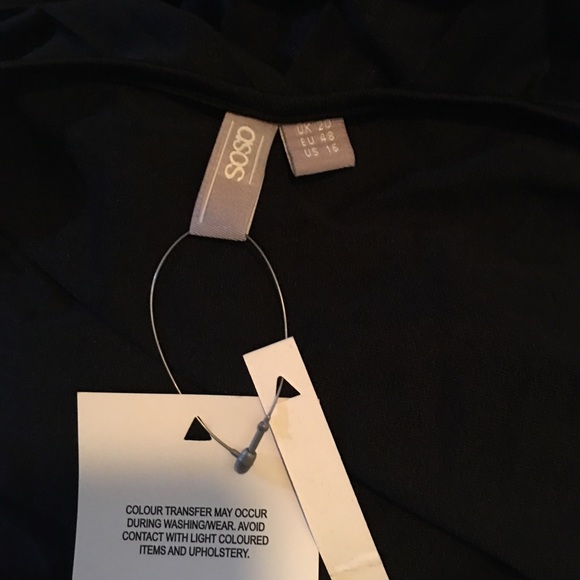 🆕 ASOS black pleated long evening gown, Sz 16 - Picture 5 of 6